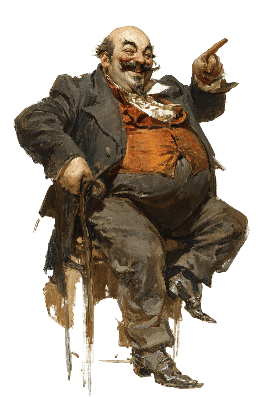 Homme bedonnant jovial sur sa chaise